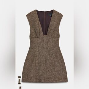 Zara Chic v neck  tan Brown Dress Sz XXL